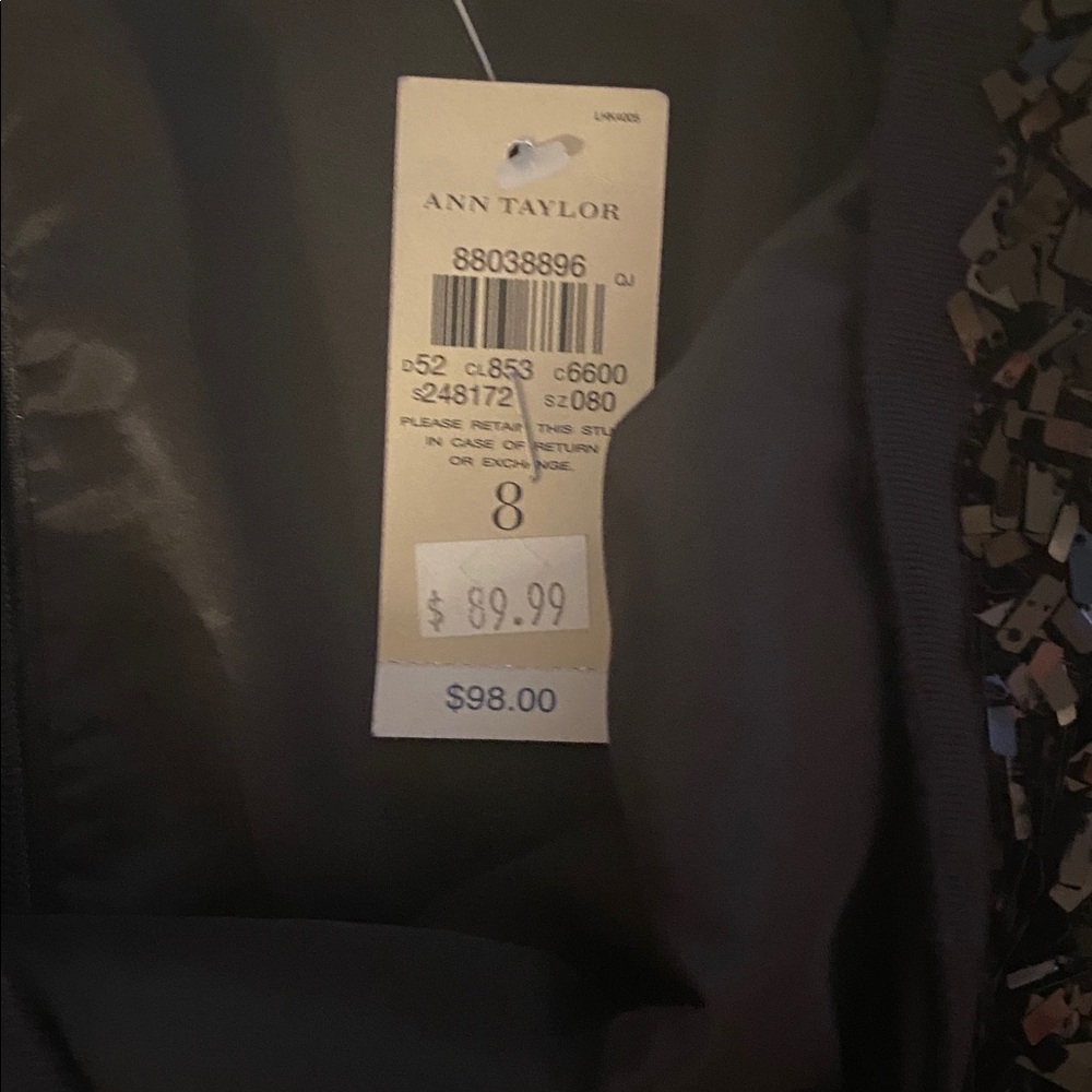 Ann Taylor NWT black sequined lined skirt size 8 - Picture 4 of 6